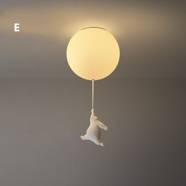Speelse Plafondlamp met Beren en Ballonlichten voor Kinderkamer