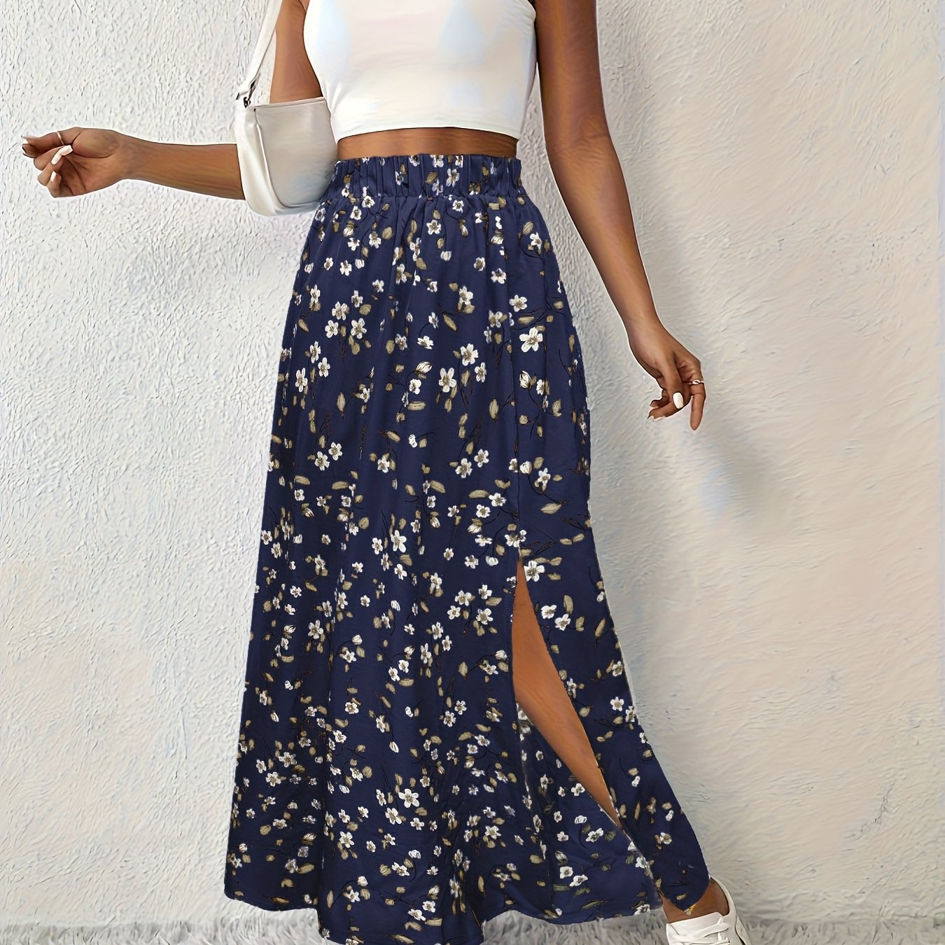 Elegante Zomerse Maxi Rok met Bloemenprint en Luchtige Split voor Dames