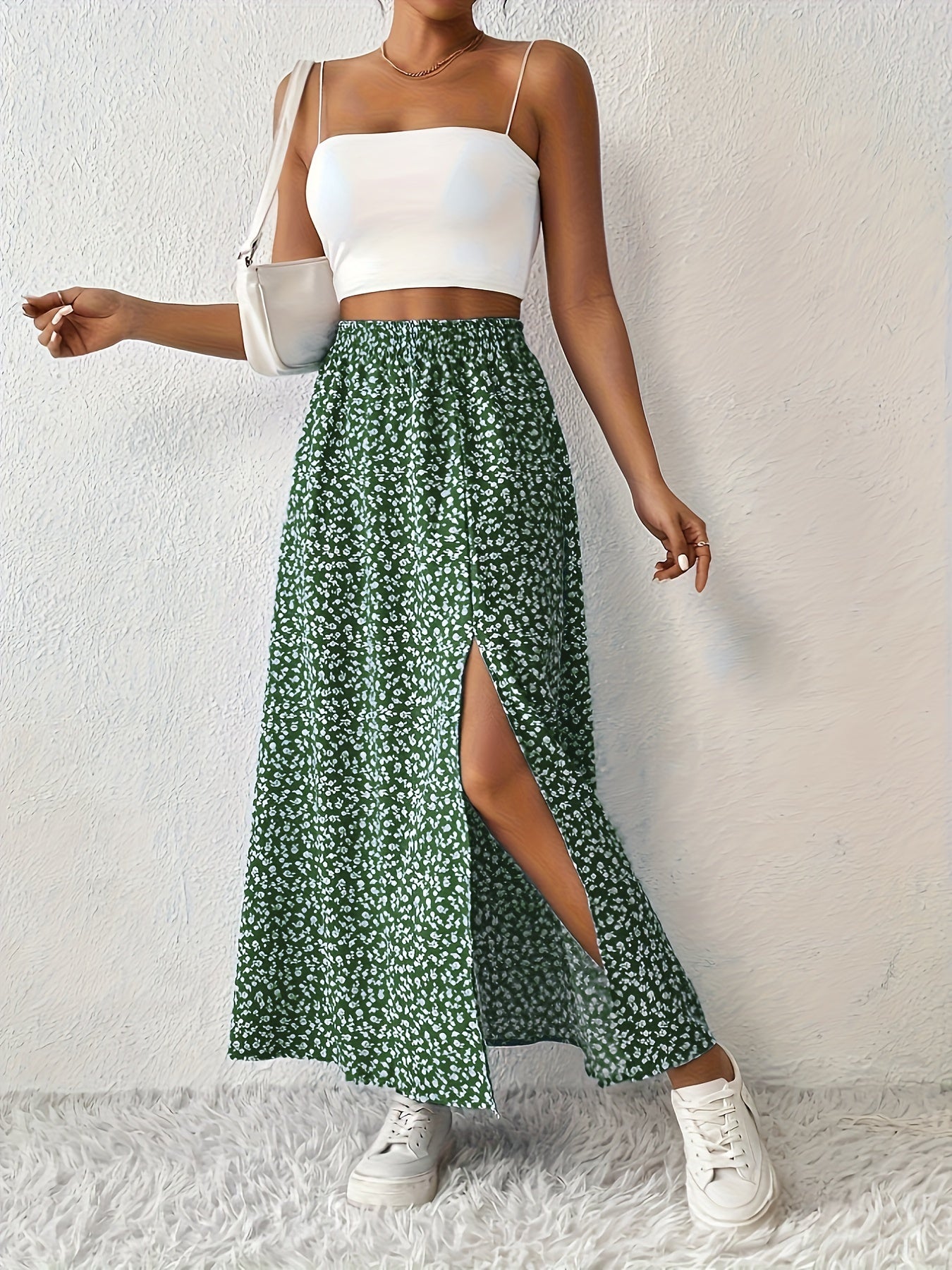Elegante Zomerse Maxi Rok met Bloemenprint en Luchtige Split voor Dames