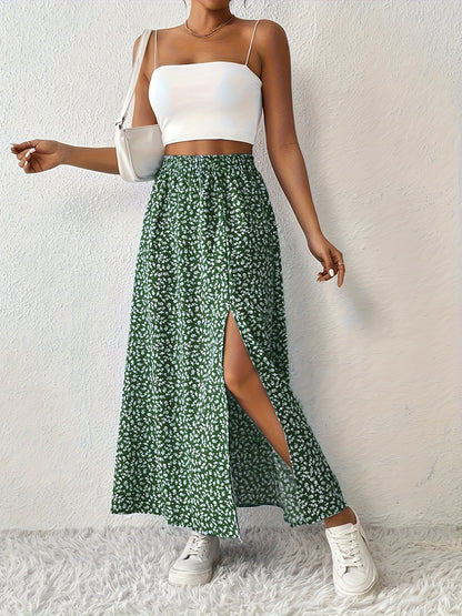 Elegante Zomerse Maxi Rok met Bloemenprint en Luchtige Split voor Dames
