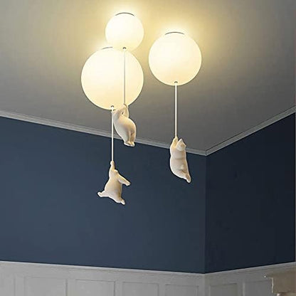 Speelse Plafondlamp met Beren en Ballonlichten voor Kinderkamer