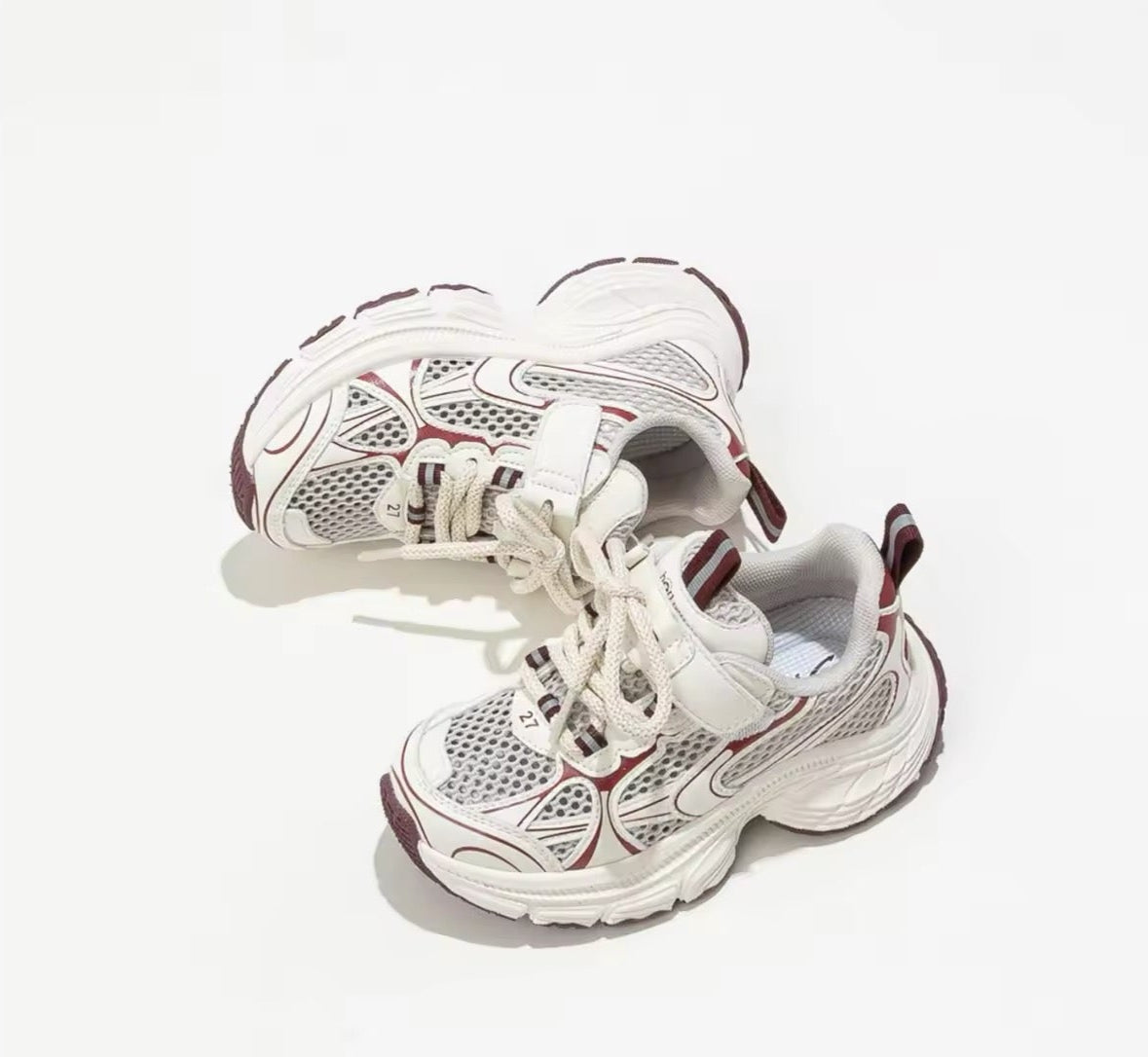 Sky Mini – Ademend & Lichtgewicht – Bordeaux wit Kindersneaker