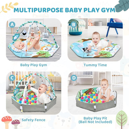 Multifunctionele Baby Speelmat voor Ontwikkeling en Spel met Speelbogen en Ballenbak