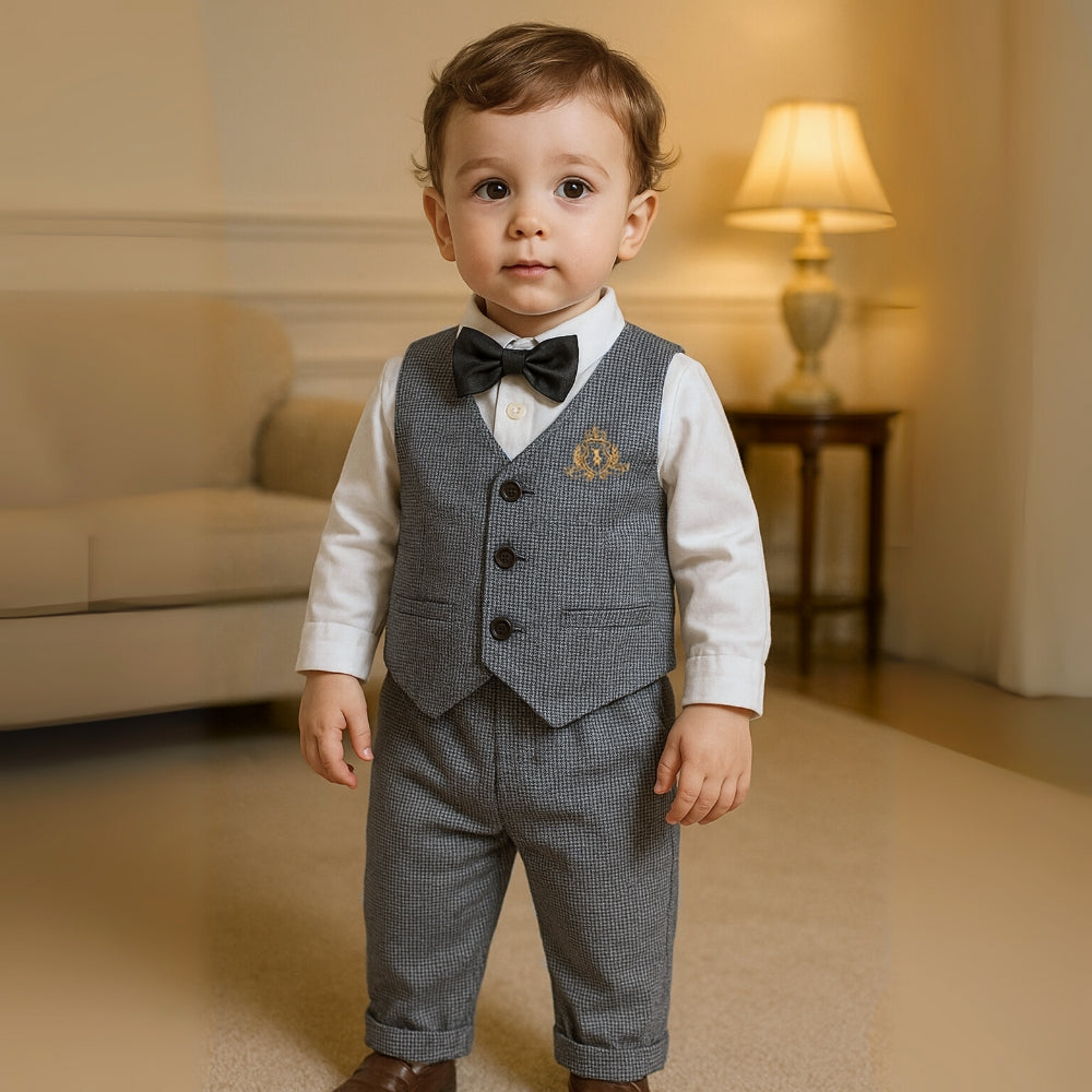 Jongens Outfit Set voor Baby's en Peuters met Vest en Strik voor Feestelijke Momenten