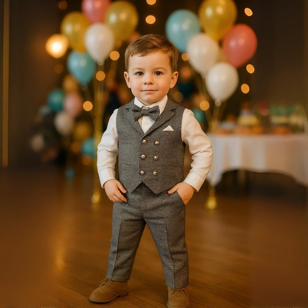 Jongens Outfit Set voor Baby's en Peuters met Vest en Strik voor Feestelijke Momenten