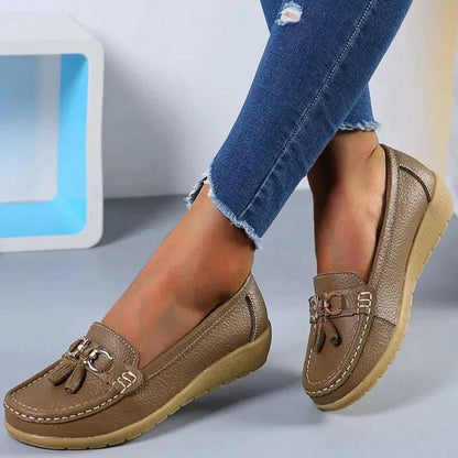 Dames Leren Instappers met Comfortabele Pasvorm en Tijdloze Elegante Stijl