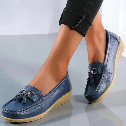 Dames Leren Instappers met Comfortabele Pasvorm en Tijdloze Elegante Stijl