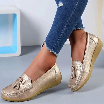 Dames Leren Instappers met Comfortabele Pasvorm en Tijdloze Elegante Stijl