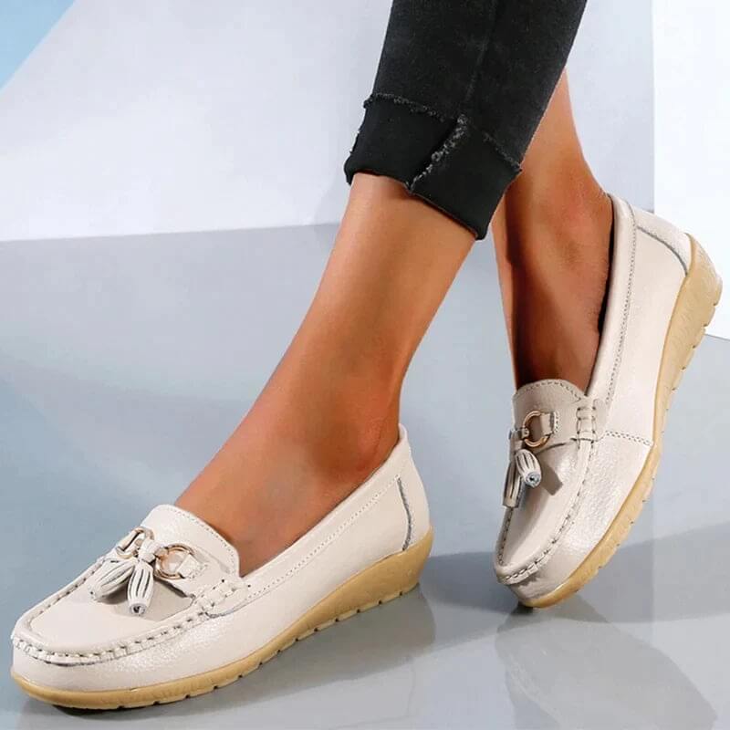 Dames Leren Instappers met Comfortabele Pasvorm en Tijdloze Elegante Stijl