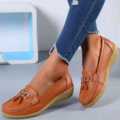 Dames Leren Instappers met Comfortabele Pasvorm en Tijdloze Elegante Stijl