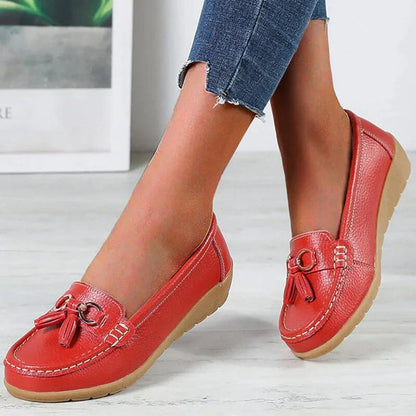 Dames Leren Instappers met Comfortabele Pasvorm en Tijdloze Elegante Stijl