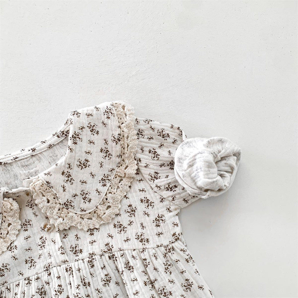 Baby Romper Set voor Meisjes met Bloemenprint en Bonnet