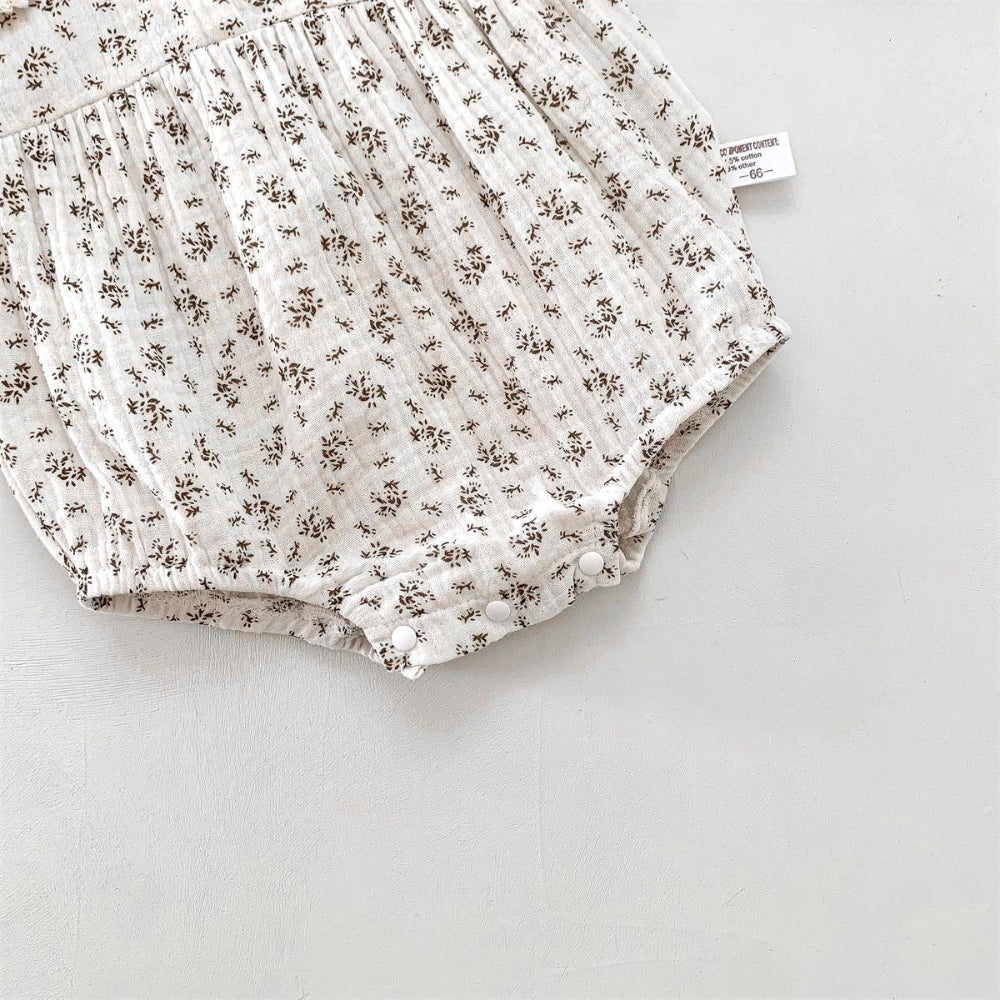 Baby Romper Set voor Meisjes met Bloemenprint en Bonnet