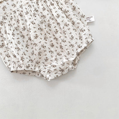 Baby Romper Set voor Meisjes met Bloemenprint en Bonnet
