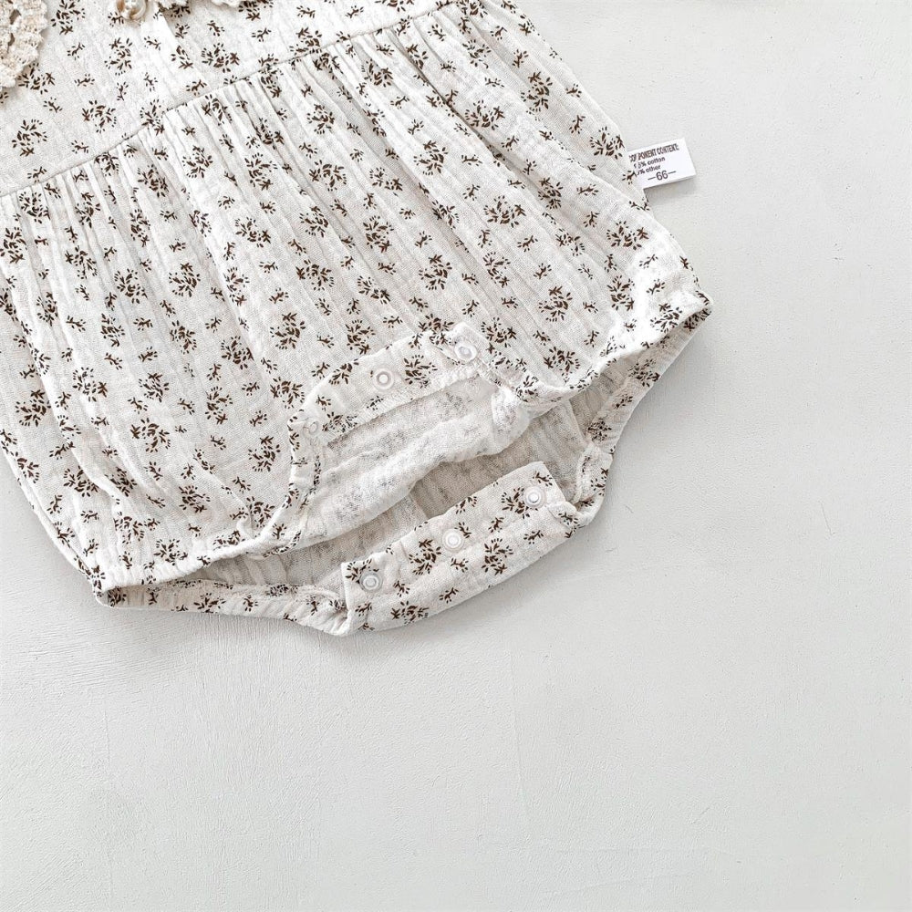 Baby Romper Set voor Meisjes met Bloemenprint en Bonnet