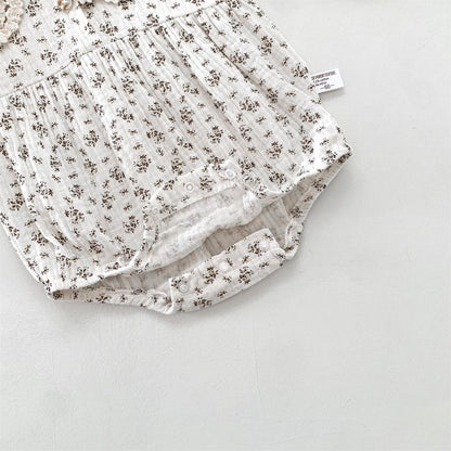 Baby Romper Set voor Meisjes met Bloemenprint en Bonnet