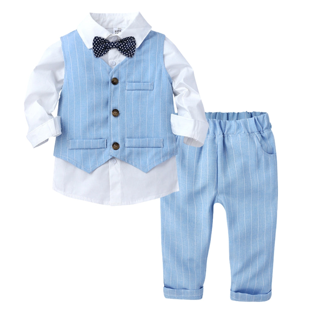 Jongens Formele Outfit Set voor Baby en Peuters met Krijtstreep Vest en Strik voor Feestelijke Gelegenheden