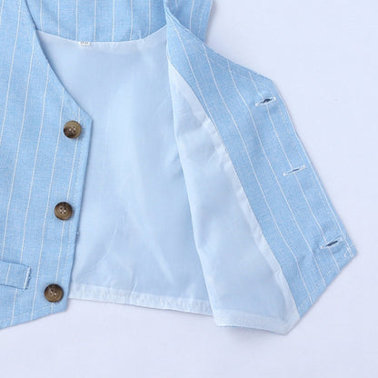 Jongens Formele Outfit Set voor Baby en Peuters met Krijtstreep Vest en Strik voor Feestelijke Gelegenheden