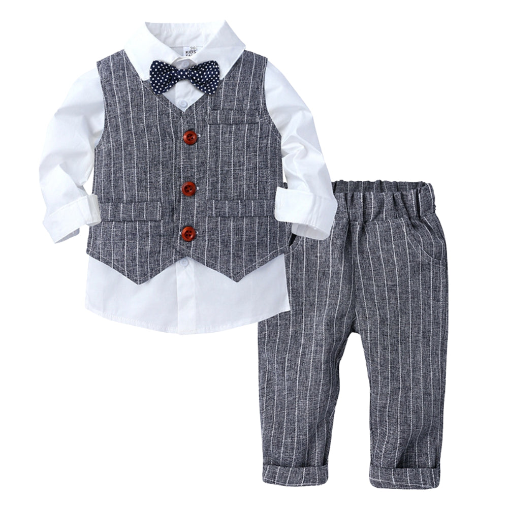 Jongens Formele Outfit Set voor Baby en Peuters met Krijtstreep Vest en Strik voor Feestelijke Gelegenheden