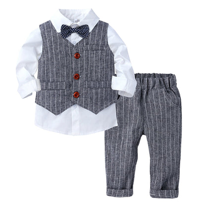 Jongens Formele Outfit Set voor Baby en Peuters met Krijtstreep Vest en Strik voor Feestelijke Gelegenheden