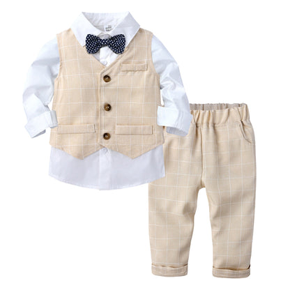 Jongens Formele Outfit Set voor Baby en Peuters met Krijtstreep Vest en Strik voor Feestelijke Gelegenheden