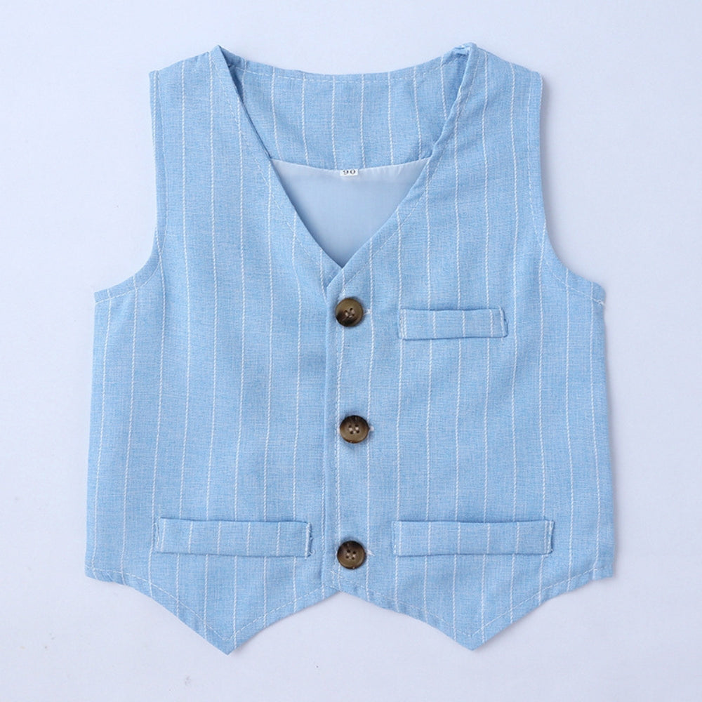Jongens Formele Outfit Set voor Baby en Peuters met Krijtstreep Vest en Strik voor Feestelijke Gelegenheden