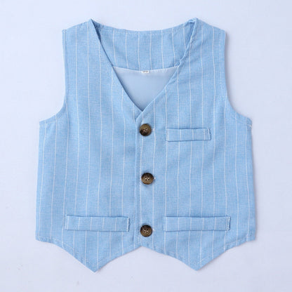 Jongens Formele Outfit Set voor Baby en Peuters met Krijtstreep Vest en Strik voor Feestelijke Gelegenheden