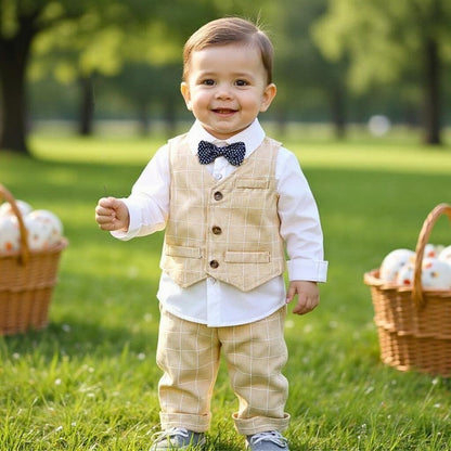 Jongens Formele Outfit Set voor Baby en Peuters met Krijtstreep Vest en Strik voor Feestelijke Gelegenheden