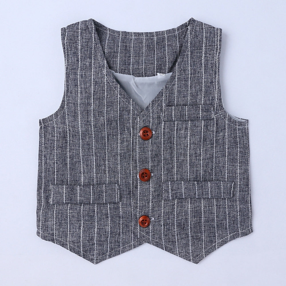 Jongens Formele Outfit Set voor Baby en Peuters met Krijtstreep Vest en Strik voor Feestelijke Gelegenheden