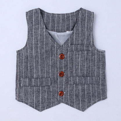 Jongens Formele Outfit Set voor Baby en Peuters met Krijtstreep Vest en Strik voor Feestelijke Gelegenheden