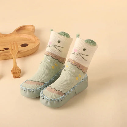 Zachte Antislip Sokken met Leren & Kurken Zool – Comfortabel voor Kinderen!