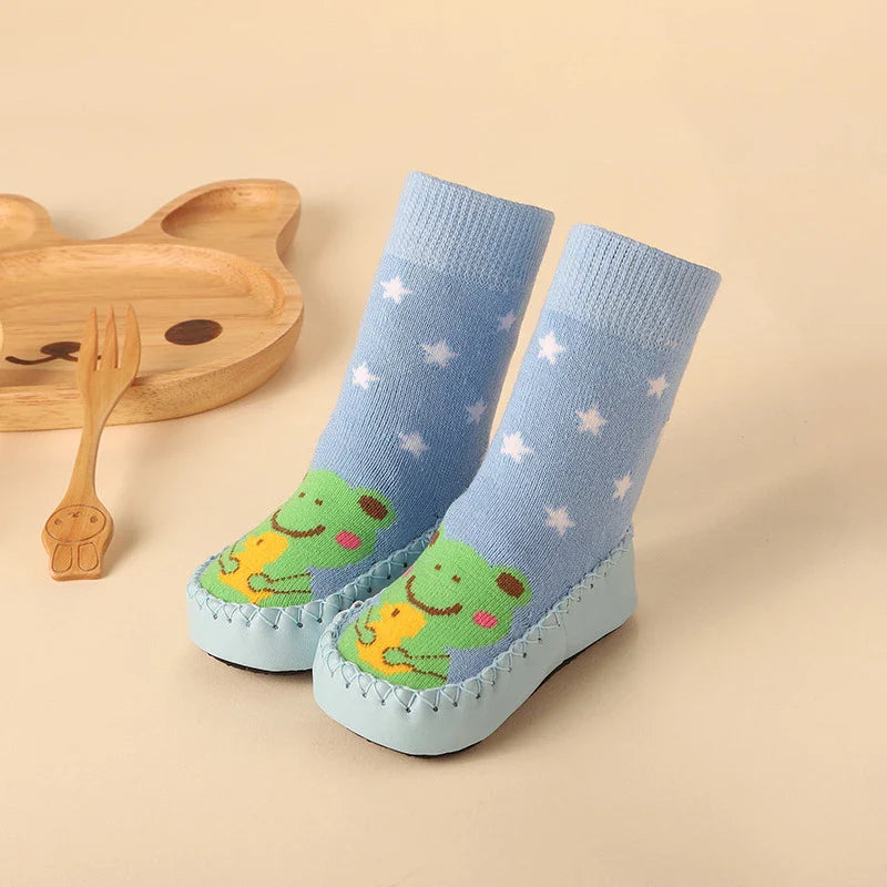 Zachte Antislip Sokken met Leren & Kurken Zool – Comfortabel voor Kinderen!