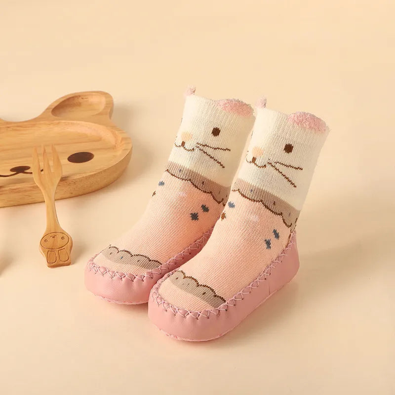 Zachte Antislip Sokken met Leren & Kurken Zool – Comfortabel voor Kinderen!
