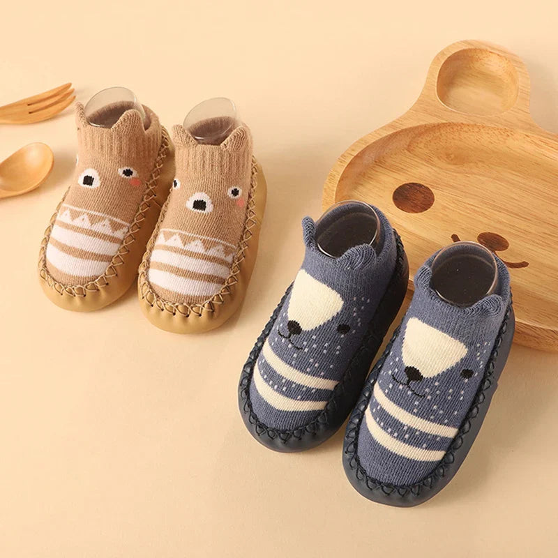 Zachte Antislip Sokken met Leren & Kurken Zool – Comfortabel voor Kinderen!
