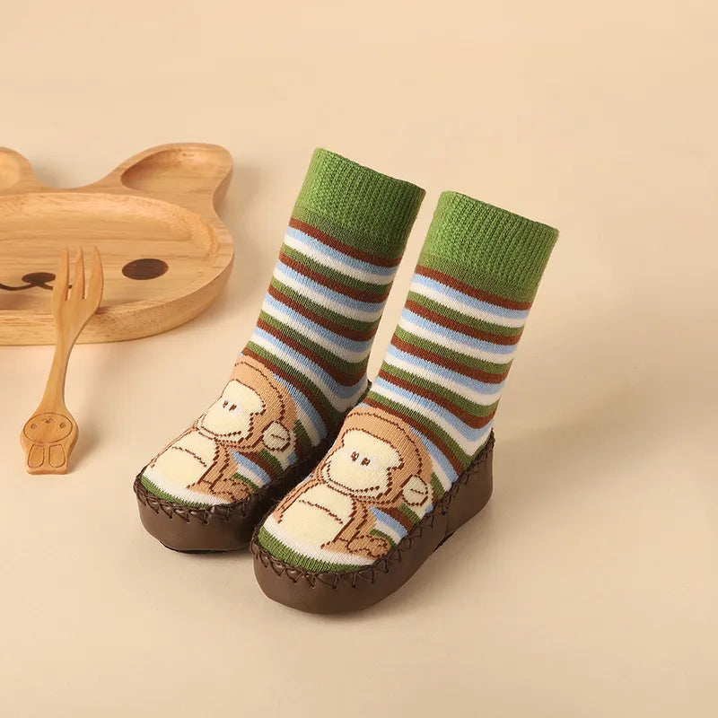 Zachte Antislip Sokken met Leren & Kurken Zool – Comfortabel voor Kinderen!