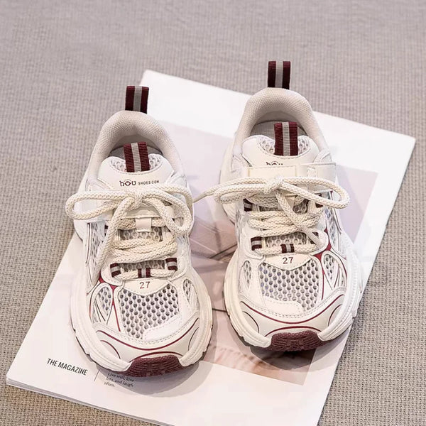 Sky Mini – Ademend & Lichtgewicht – Bordeaux wit Kindersneaker