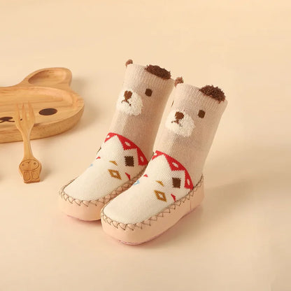 Zachte Antislip Sokken met Leren & Kurken Zool – Comfortabel voor Kinderen!