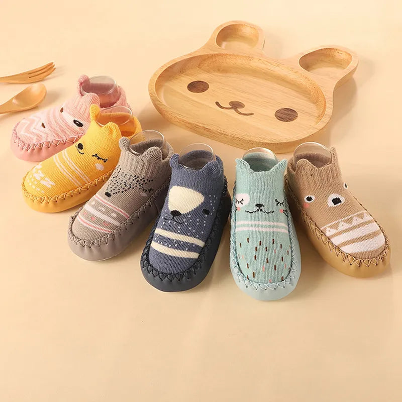 Zachte Antislip Sokken met Leren & Kurken Zool – Comfortabel voor Kinderen!