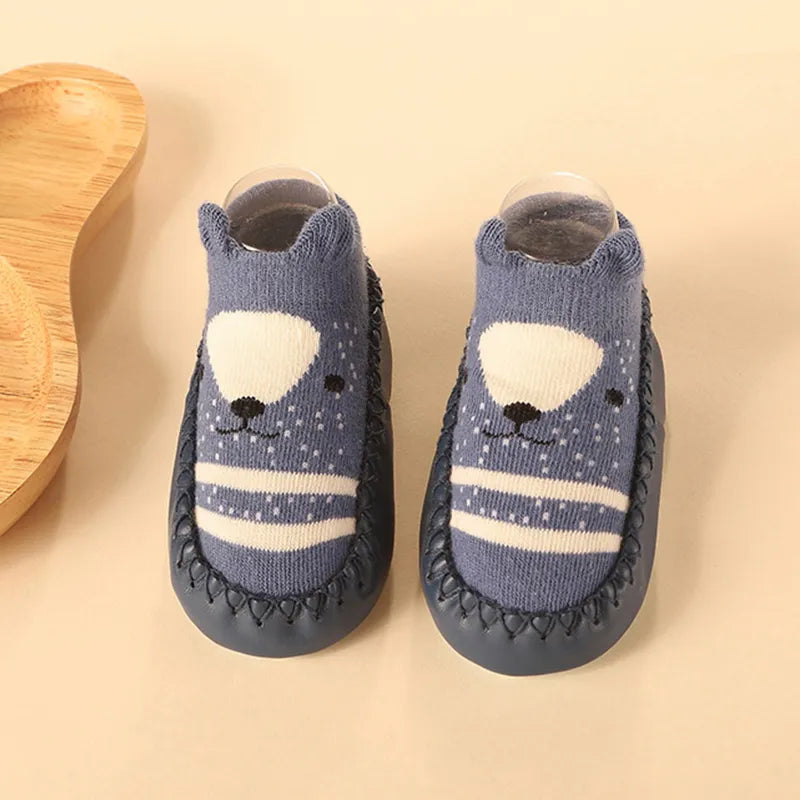Zachte Antislip Sokken met Leren & Kurken Zool – Comfortabel voor Kinderen!