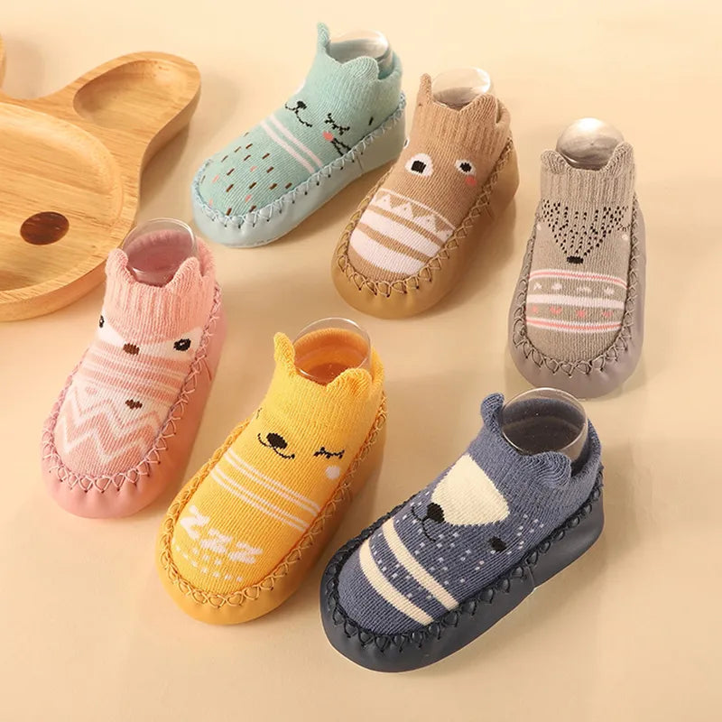 Zachte Antislip Sokken met Leren & Kurken Zool – Comfortabel voor Kinderen!