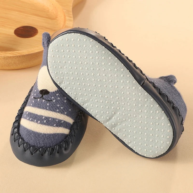 Zachte Antislip Sokken met Leren & Kurken Zool – Comfortabel voor Kinderen!