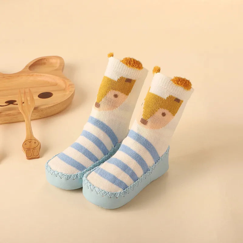 Zachte Antislip Sokken met Leren & Kurken Zool – Comfortabel voor Kinderen!
