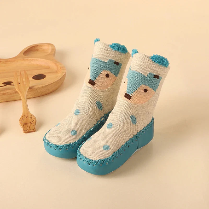 Zachte Antislip Sokken met Leren & Kurken Zool – Comfortabel voor Kinderen!