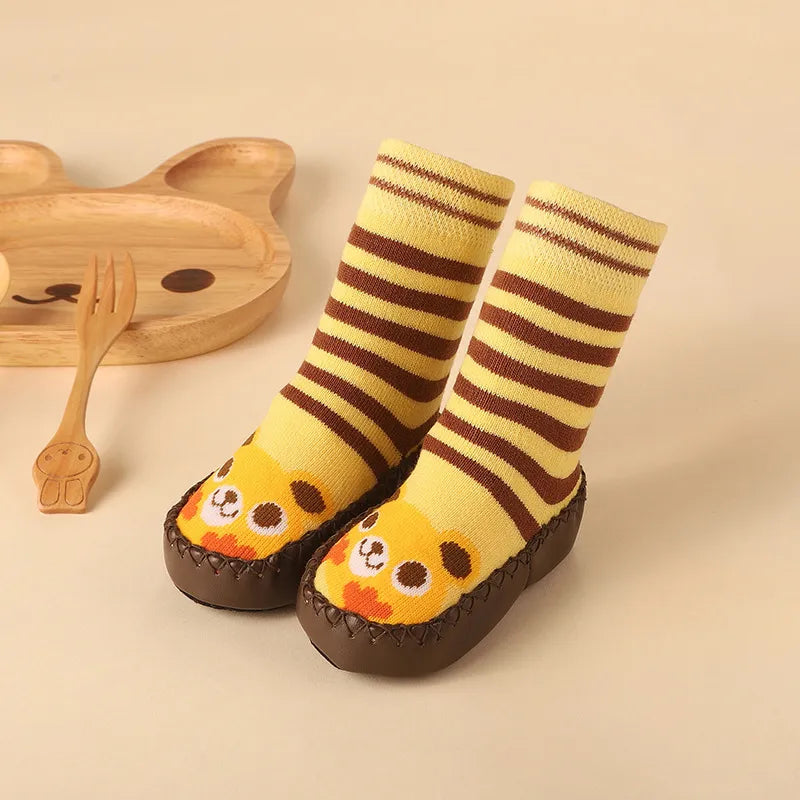 Zachte Antislip Sokken met Leren & Kurken Zool – Comfortabel voor Kinderen!