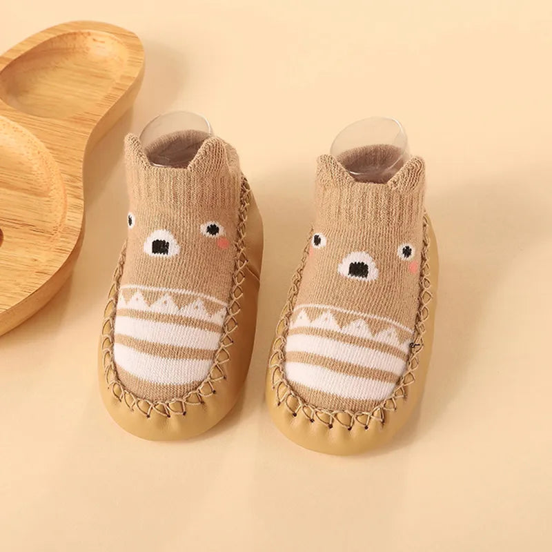 Zachte Antislip Sokken met Leren & Kurken Zool – Comfortabel voor Kinderen!