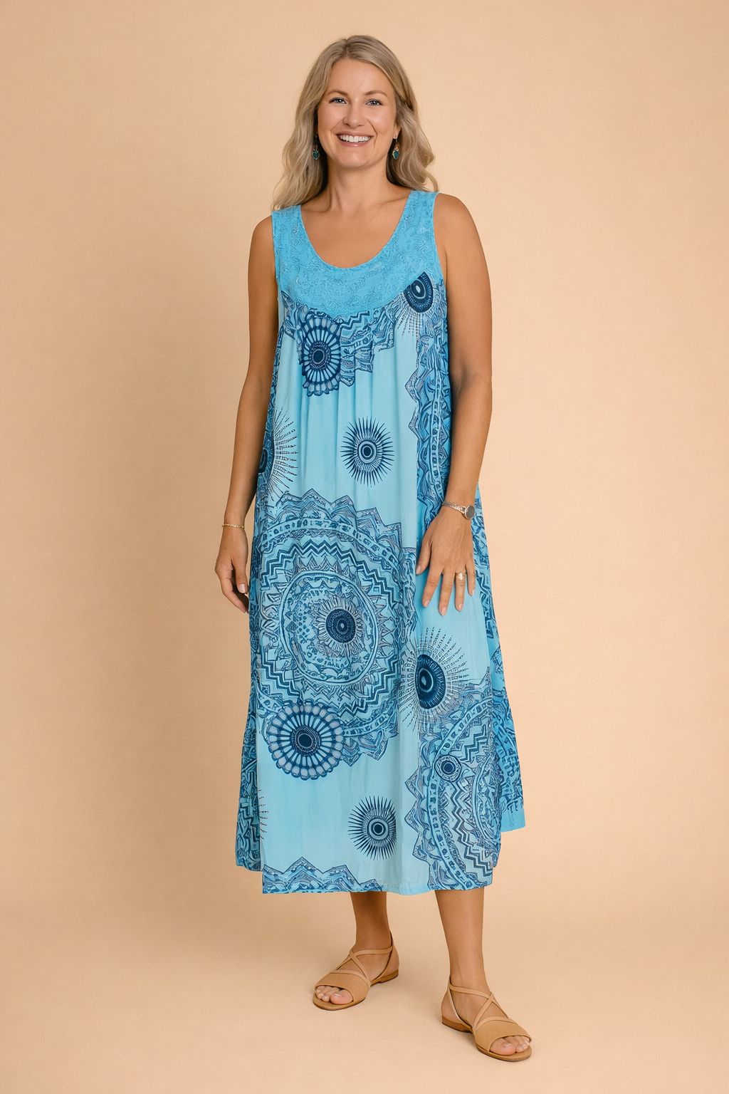 Dames Luchtige Midi Jurk met Bohemian Patroon voor Comfortabele Zomerse Looks