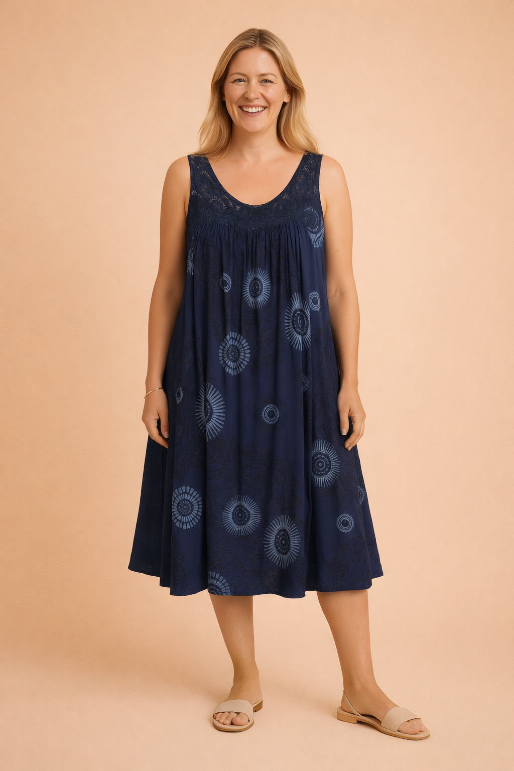 Dames Luchtige Midi Jurk met Bohemian Patroon voor Comfortabele Zomerse Looks