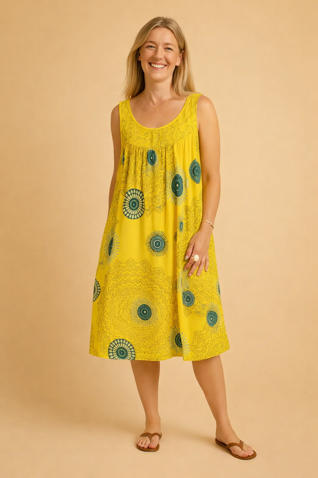Dames Luchtige Midi Jurk met Bohemian Patroon voor Comfortabele Zomerse Looks