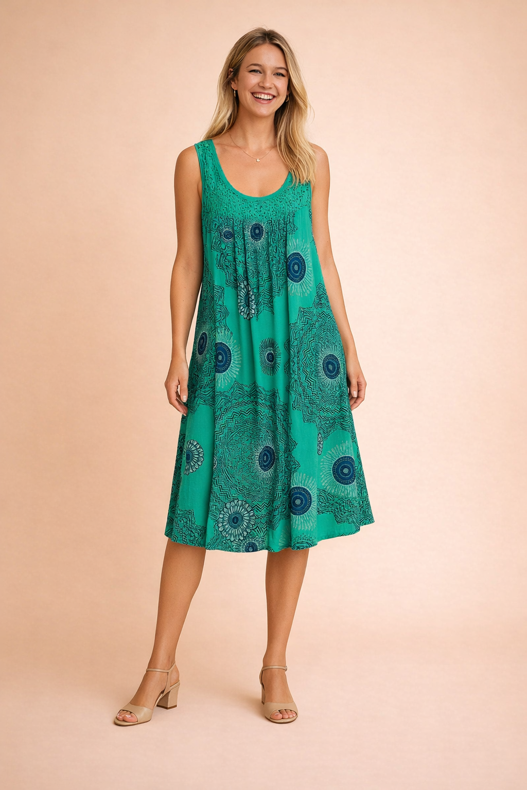 Dames Luchtige Midi Jurk met Bohemian Patroon voor Comfortabele Zomerse Looks