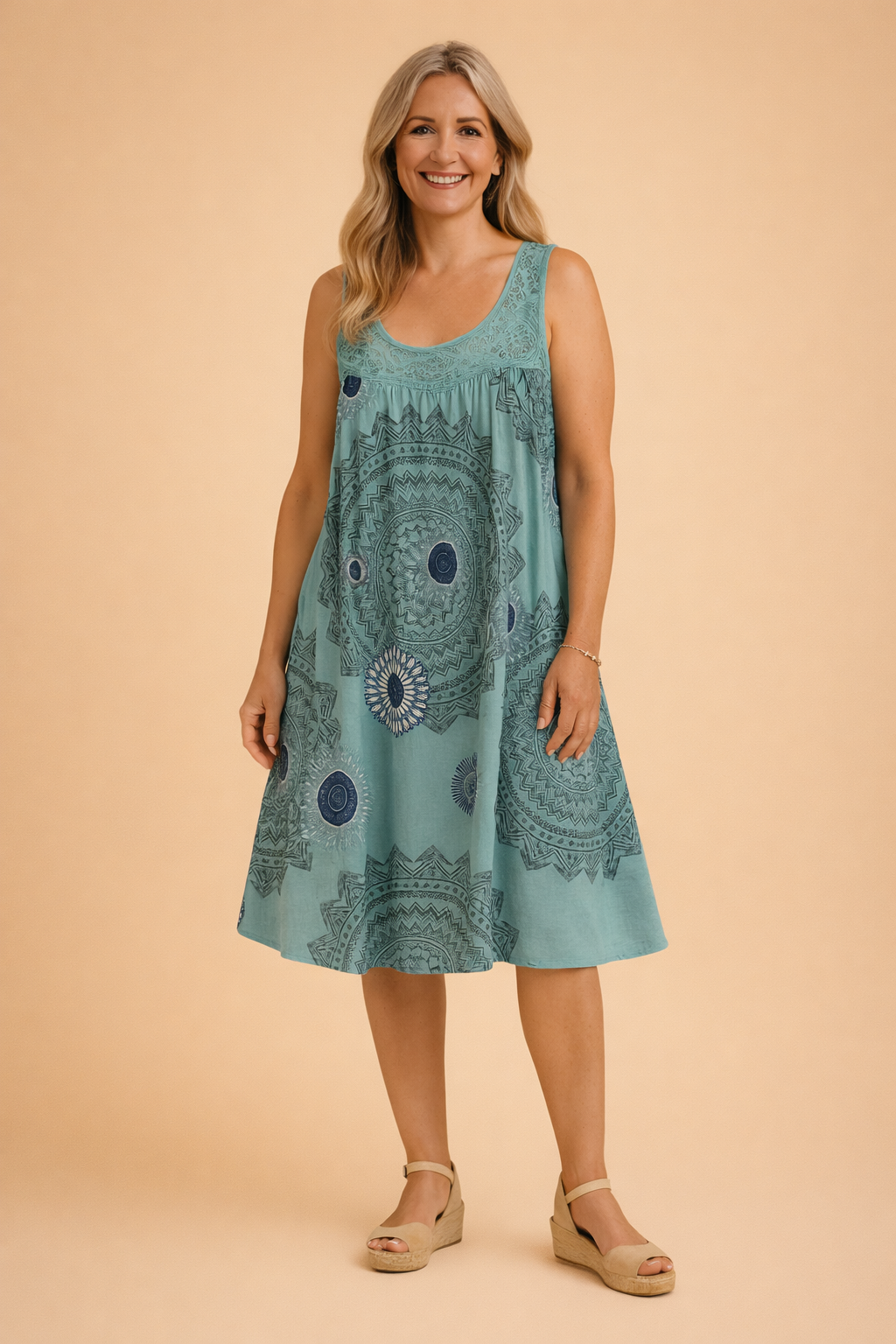 Dames Luchtige Midi Jurk met Bohemian Patroon voor Comfortabele Zomerse Looks